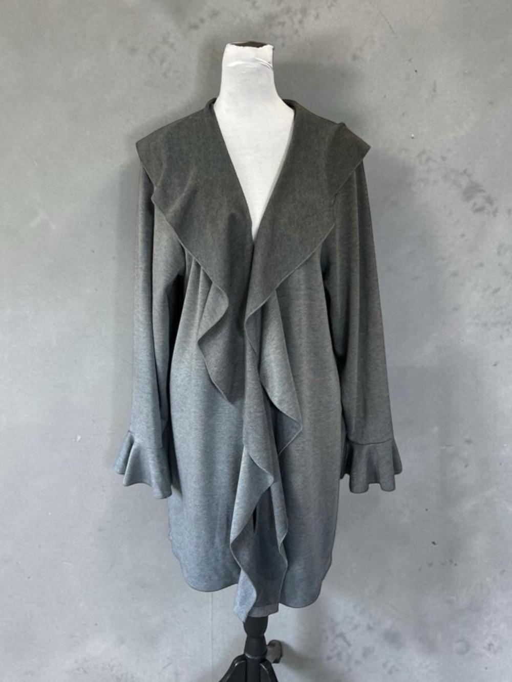 Modern Soul Charcoal Ruffle Front Cardigan